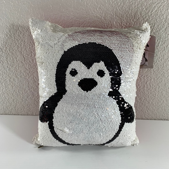 penguin sequin pillow